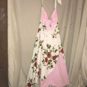 Tie up rose pattern mini prom dress